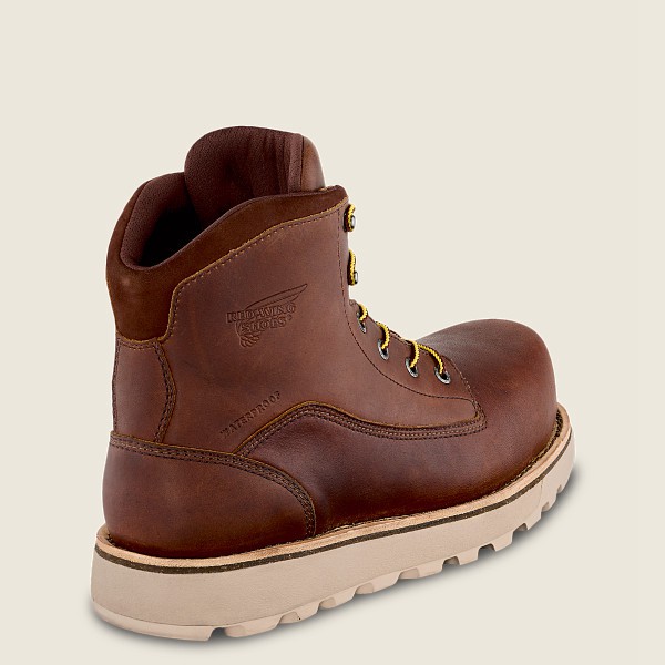 Red Wing Mens Safety Boots - Traction Tred Lite - 6-inch Waterproof Toe - Brown - AVJ596487